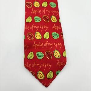 JC de Castelbajac Apple of My Eyes Neck Tie Silk Red Italy Designer Novelty Geek